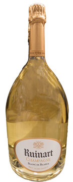 A bottle of Ruinart Blanc de Blancs French champagne, made from Chardonnay grapes.Milan - Italy, 21 September 2026