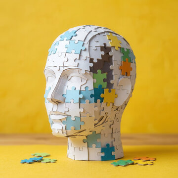 Intricate Puzzle Head Represents Complex Thought Processes And Brain Function