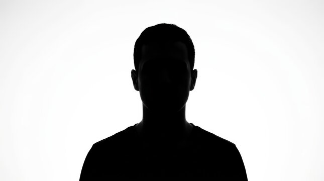 An unknown man silhouette presented against a plain white background.