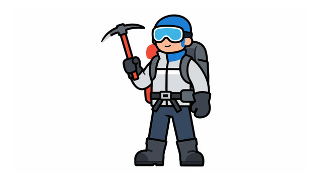 Mountaineer with ice axe and backpack vector illustration