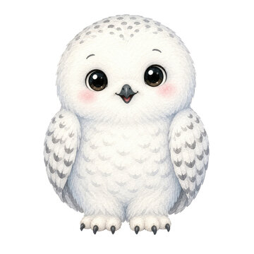Cute Baby Snowy Owl Illustration