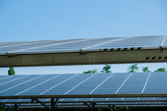 Solar panel installation for car parking shade