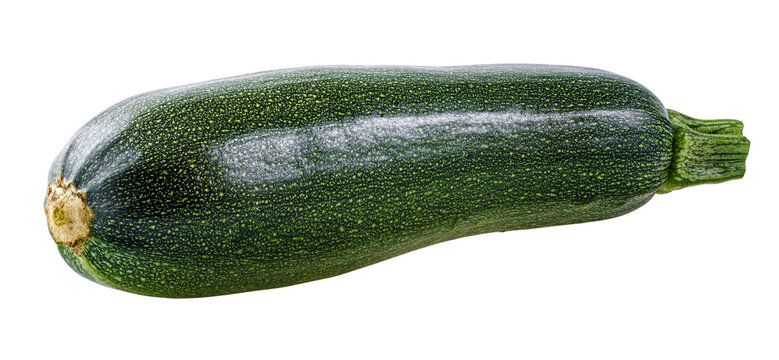 Single zucchini isolated on white background