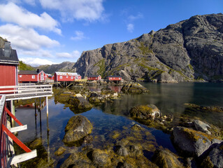 Traditional houses in Ballstad on the Lofoten Islands, Norway © Comofoto