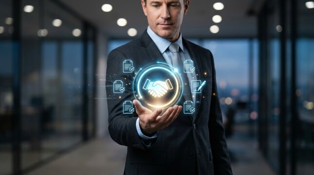 Business professional managing digital procurement and supply chain workflows.