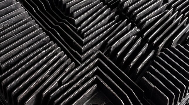 Close-Up of Black Metal Heat Sink Cooling Fins