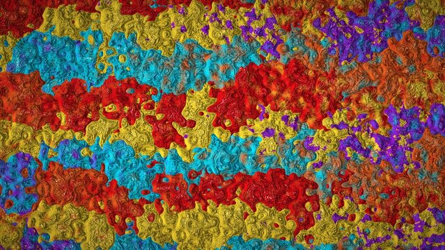 High-resolution 8K abstract procedural image generated with JavaScript. This highly detailed digital artwork features a thick, heavily textured surface resembling glossy impasto paint, melted liquid, 