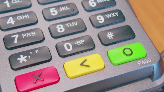Close Up of Numeric Keypad on POS Credit Card Payment Terminal