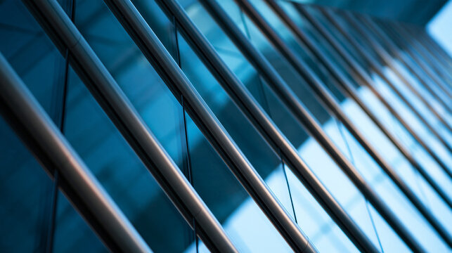 Modern Glass Skyscraper Facade with Metal Louvers Detail