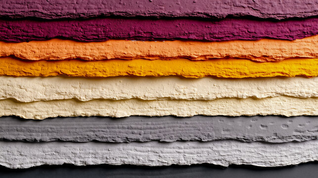 A vertical striped pattern of nine different colors each with a textured surface that resembles a cracked or peeling paint effect
