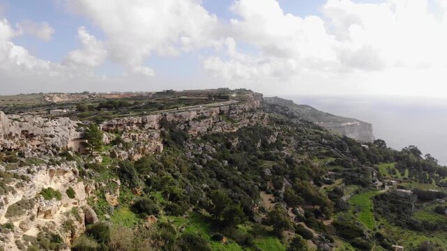 Aerial View of Dingli Cliffs and Coastline - Malta
