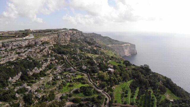 Aerial View of Dingli Cliffs Headland - Malta

