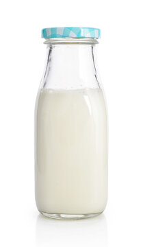 Milk in a bottle isolated on a white