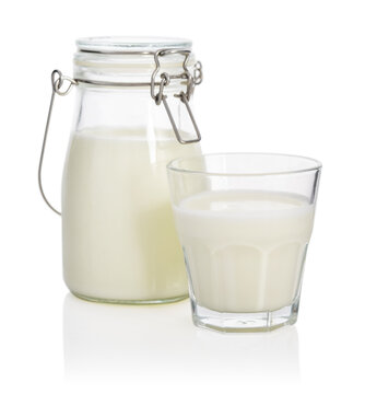 Milk in a bottle isolated on a white