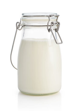 Milk in a bottle isolated on a white