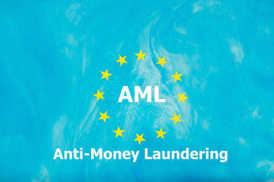 AML text and icons on blue water background.