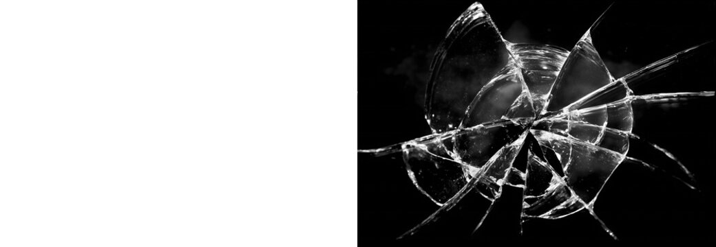 Shattered glass texture isolated on a transparent background