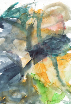 Colorful watercolor background with hand-painted stains on paper showcasing the art of aquarelle
