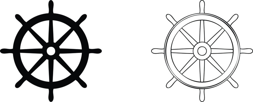 Ship Wheel Icons, Nautical Steering Wheel Illustration, Maritime Navigation Design with Vector and Graphic and Symbol