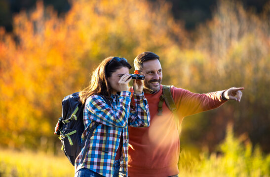 Couple enjoys outdoor activity during autumn days