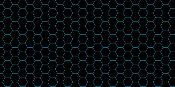Teal hexagonal grid pattern on a solid black background