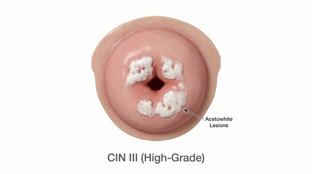 3D Illustration of Cervical Intraepithelial Neoplasia CIN III High-Grade
