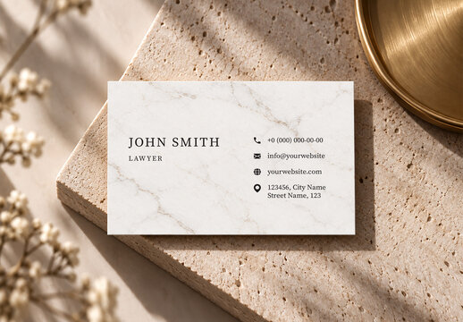 Elegant Marble Premium Business Card Template for Lawyer