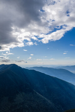 Dramatic Mountain Landscape With Cloudy Sky Over Rolling Peaks Near Chilliwack BC, Canada