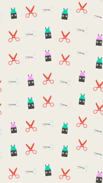 Seamless pattern of scissors and aprons