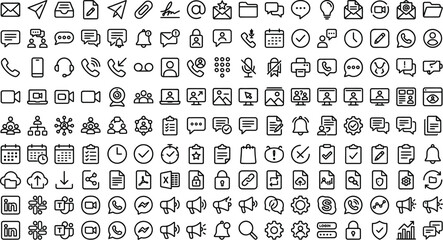 Fototapeta premium Essential Web UI, Contact and Interface Navigation Line Icons