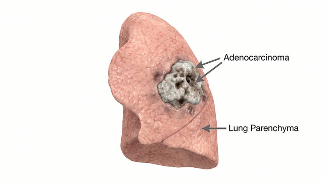 Lung Adenocarcinoma Cross Section Medical Diagram