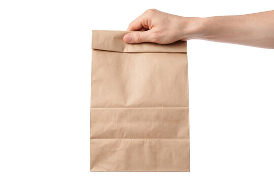 Person Holding a Brown Paper Bag for Delivery