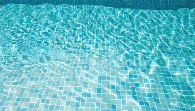 Turquoise pool water with gentle ripples and blue mosaic tiles