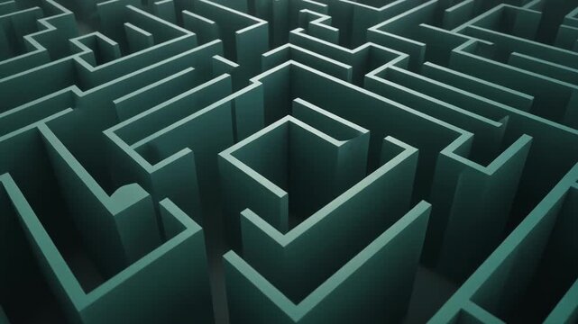 Complex Maze Pattern, Green Labyrinth, Strategy and Puzzle Concept