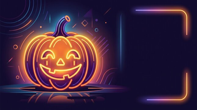 Smiling Halloween pumpkin neon d&hellip; 2K 20260921120326 isolated on white background commercial stock photo
