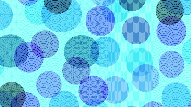 Blue Japanese Traditional Pattern Circles 4K