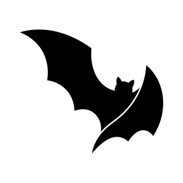 Halloween flying bat silhouette vector icon isolated on white background