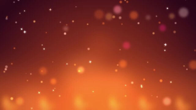 Diwali Warm Bokeh Lights Glowing on Orange Background Loop