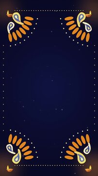 Diwali Rangoli Corners with Paisley Title Background on Navy Blue
