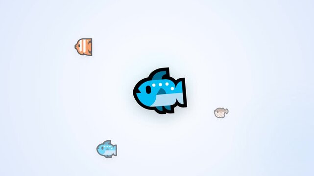 illustration video of fish swimming, taken from the front