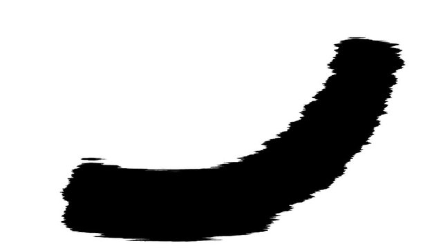 Black ink brush stroke isolated on white background