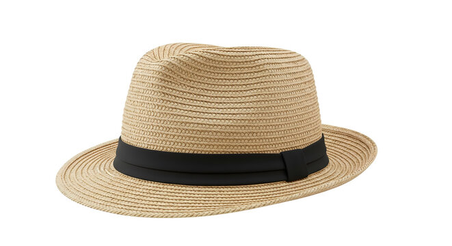 Classic woven straw fedora hat with a black band, a stylish fashion accessory ideal for summer sun protection and elegant outdoor wear