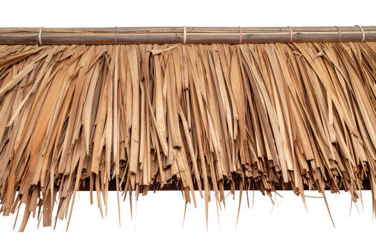 Thatch roof made of dried palm leaves and bamboo sticks showing rustic tropical architecture details for traditional construction projects&nbsp;&nbsp;