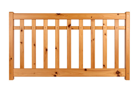 Wooden railing fence panel featuring natural pine texture with vertical slats and horizontal beams for garden decor or home improvement projects&nbsp;&nbsp;
