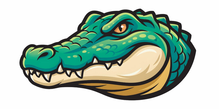 Alligator Head Vector Illustration Isolated on White Background