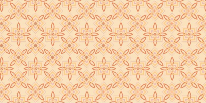 A decorative seamless repeating pattern featuring symmetrical floral and geometric motifs