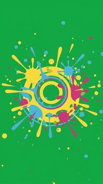 Minimalist colorful paint drop splashing and expanding green screen motion graphic, ai generated