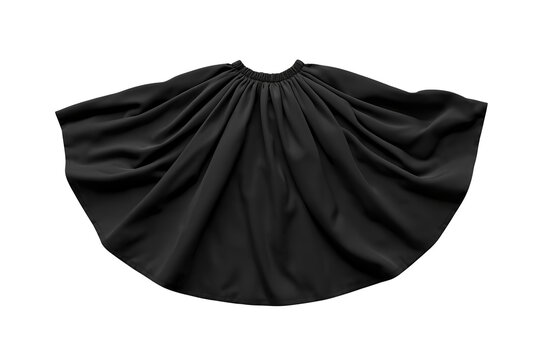 Smooth black flared skirt with a softly curved hem