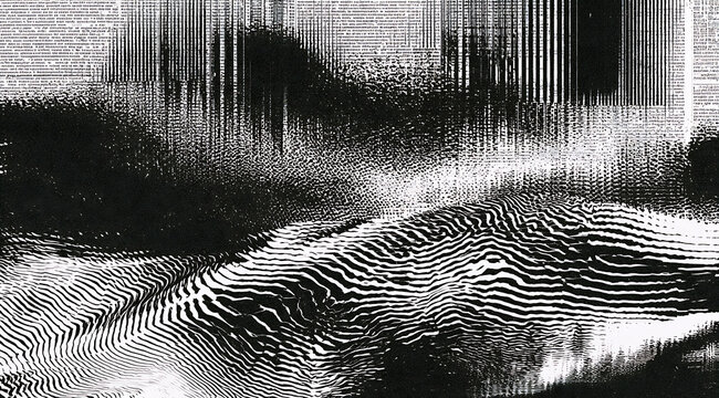 Abstract Monochrome Wave Surface with Flowing Contour Lines