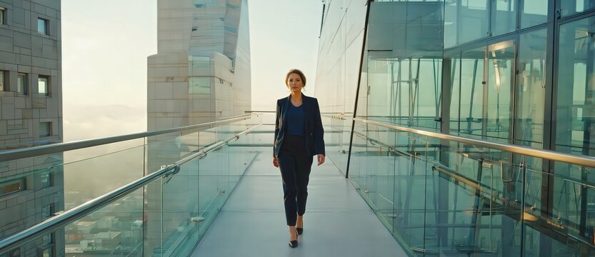 Diverse business leaders collaborating naturally in a cinematic futuristic corporate setting.